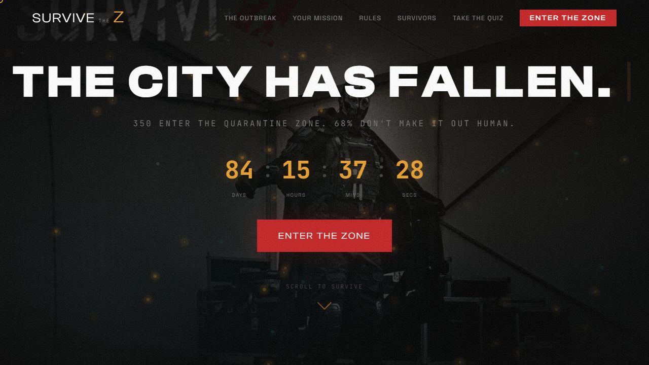 Survive the Z marketing site hero